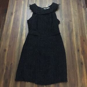 Zara Basic black metallic knit/shag dress